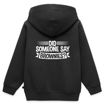Did Someone Say Brownies 4 - Kinder Premium Organic Zip Hoodie - Schwarz - Hinten - AI Model Kid Male (0cm)