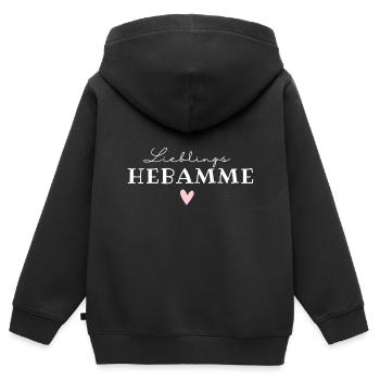 Liebelingshebamme / Weltbeste Hebamme - Kinder Premium Organic Zip Hoodie - Schwarz - Hinten - AI Model Kid Male (0cm)