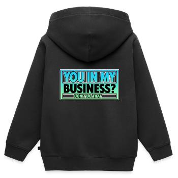 Toi dans mes affaires, ne fais pas ça 2 - Sweat Premium à capuche zippé enfant bio - noir - Dos - AI Model Kid Male (0cm)