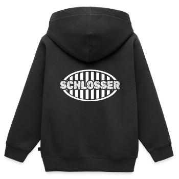 Schlosser - Kinder Premium Organic Zip Hoodie - Schwarz - Hinten - AI Model Kid Male (0cm)