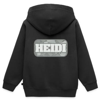 Gesundheit Heidi - Kinder Premium Organic Zip Hoodie - Schwarz - Hinten - AI Model Kid Male (0cm)