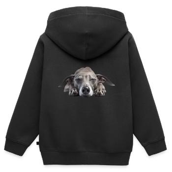 Lévrier italien - Sweat Premium à capuche zippé enfant bio - noir - Dos - AI Model Kid Male (0cm)