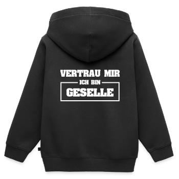 Compagnon comme drôle - Sweat Premium à capuche zippé enfant bio - noir - Dos - AI Model Kid Male (0cm)