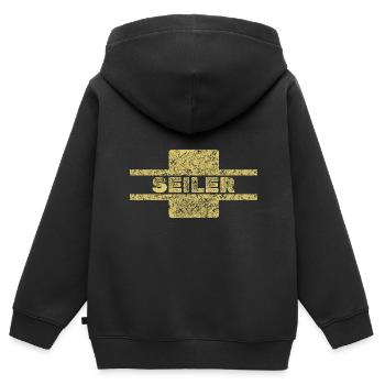Profession Seiler - Sweat Premium à capuche zippé enfant bio - noir - Dos - AI Model Kid Male (0cm)
