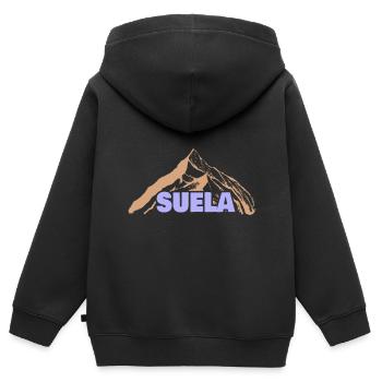Geschenkidee Suela - Kinder Premium Organic Zip Hoodie - Schwarz - Hinten - AI Model Kid Male (0cm)