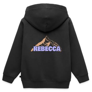 Geschenkidee Rebecca - Kinder Premium Organic Zip Hoodie - Schwarz - Hinten - AI Model Kid Male (0cm)