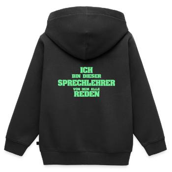Professeur d’élocution en tant que profession - Sweat Premium à capuche zippé enfant bio - noir - Dos - AI Model Kid Male (0cm)