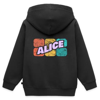 Geschenk für Alice - Kinder Premium Organic Zip Hoodie - Schwarz - Hinten - AI Model Kid Male (0cm)