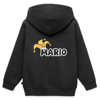 Mario de carnaval - Sweat Premium à capuche zippé enfant bio - noir - Dos - AI Model Kid Male (0cm)