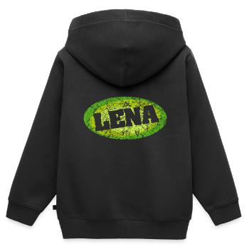 Lena - Kinder Premium Organic Zip Hoodie - Schwarz - Hinten - AI Model Kid Male (0cm)
