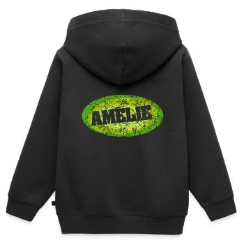 Retro Amelie mit Kratzer als Geschenkidee - Kinder Premium Organic Zip Hoodie - Schwarz - Hinten - AI Model Kid Male (0cm)