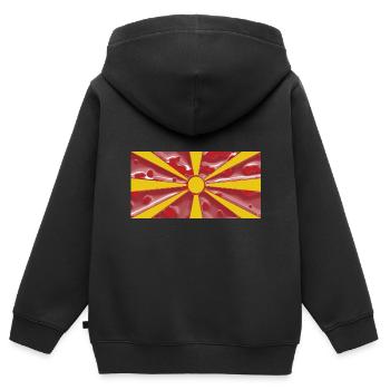 Macédoine du Nord - Sweat Premium à capuche zippé enfant bio - noir - Dos - AI Model Kid Male (0cm)