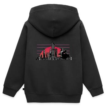 Motorrad Evolution Vintage 80s Retro Biker - Kinder Premium Organic Zip Hoodie - Schwarz - Hinten - AI Model Kid Male (0cm)