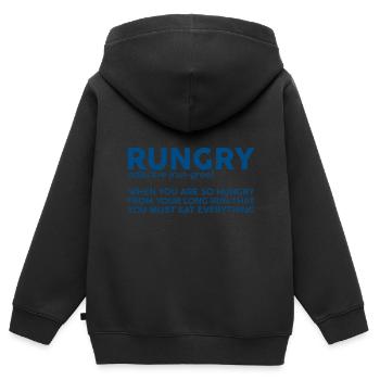 Rungry, Defninition Description 3 - Sweat Premium à capuche zippé enfant bio - noir - Dos - AI Model Kid Male (0cm)