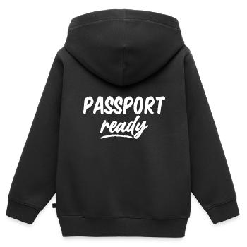 Passport Ready - Kinder Premium Organic Zip Hoodie - Schwarz - Hinten - AI Model Kid Male (0cm)