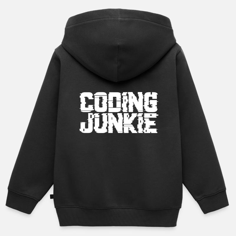 Coding Junkie - Kinder Premium Organic Zip Hoodie - Schwarz
