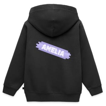 Vorname Amelia - Kinder Premium Organic Zip Hoodie - Schwarz - Hinten - AI Model Kid Male (0cm)
