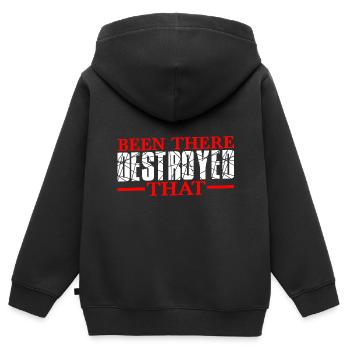 Been There Destroyed That 13 - Kinder Premium Organic Zip Hoodie - Schwarz - Hinten - AI Model Kid Male (0cm)