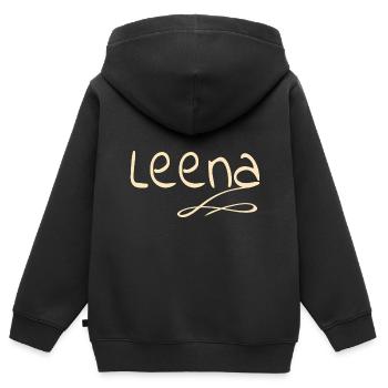 Cadeau pour Leena - Sweat Premium à capuche zippé enfant bio - noir - Dos - AI Model Kid Male (0cm)