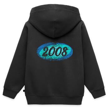 2008 - Kinder Premium Organic Zip Hoodie - Schwarz - Hinten - AI Model Kid Male (0cm)