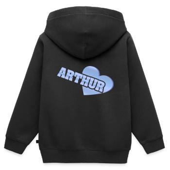 Gold Arthur - Kinder Premium Organic Zip Hoodie - Schwarz - Hinten - AI Model Kid Male (0cm)
