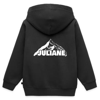 Juliane - Kinder Premium Organic Zip Hoodie - Schwarz - Hinten - AI Model Kid Male (0cm)