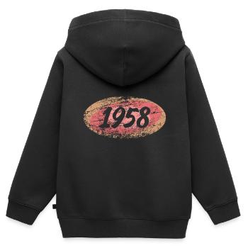 1958 - Kinder Premium Organic Zip Hoodie - Schwarz - Hinten - AI Model Kid Male (0cm)
