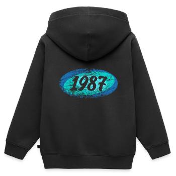 1987 - Kinder Premium Organic Zip Hoodie - Schwarz - Hinten - AI Model Kid Male (0cm)
