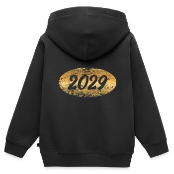 Lingot d’or 2029 - Sweat Premium à capuche zippé enfant bio - noir - Dos - AI Model Kid Male (0cm)