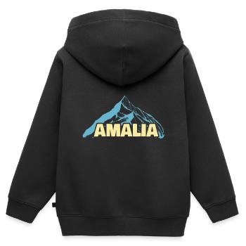Amalia comme prénom de femme - Sweat Premium à capuche zippé enfant bio - noir - Dos - AI Model Kid Male (0cm)