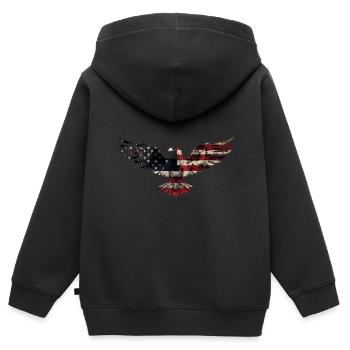 Drapeau américain Eagle Silhouette American Heritage 3 - Sweat Premium à capuche zippé enfant bio - noir - Dos - AI Model Kid Male (0cm)