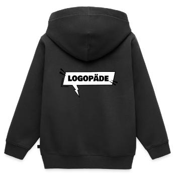 L’orthophonie comme formation - Sweat Premium à capuche zippé enfant bio - noir - Dos - AI Model Kid Male (0cm)
