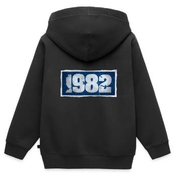 1982 - Kinder Premium Organic Zip Hoodie - Schwarz - Hinten - AI Model Kid Male (0cm)