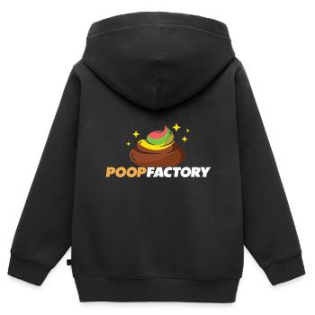Kackhaufen-Fabrik - Poop-Factory - Kinder Premium Organic Zip Hoodie - Schwarz - Hinten - AI Model Kid Male (0cm)
