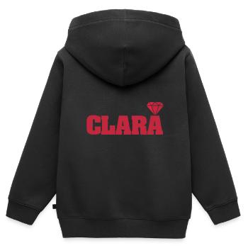 Geschenkidee Clara - Kinder Premium Organic Zip Hoodie - Schwarz - Hinten - AI Model Kid Male (0cm)