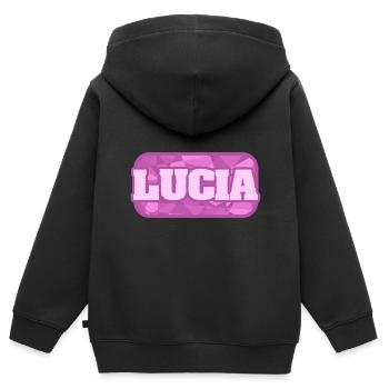 Nature Organic Health First name Lucia - Kids Premium Organic Zip-up Hoodie - black - Back - AI Model Kid Male (0cm)