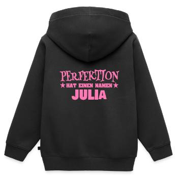 Geschenk für Julia - Kinder Premium Organic Zip Hoodie - Schwarz - Hinten - AI Model Kid Male (0cm)