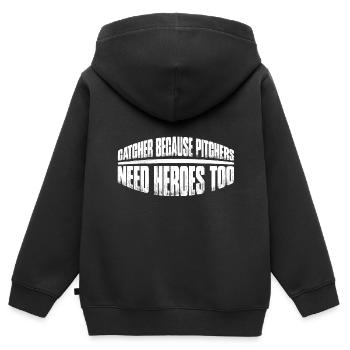 Catcher parce que les lanceurs ont aussi besoin de héros 4 - Sweat Premium à capuche zippé enfant bio - noir - Dos - AI Model Kid Male (0cm)