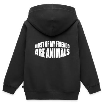 La plupart de mes amis sont des animaux 8 - Sweat Premium à capuche zippé enfant bio - noir - Dos - AI Model Kid Male (0cm)