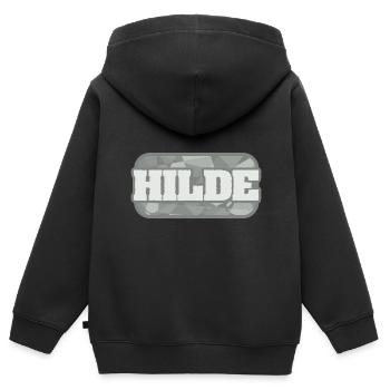Gesundheit Hilde - Kinder Premium Organic Zip Hoodie - Schwarz - Hinten - AI Model Kid Male (0cm)
