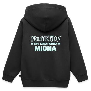 Frauenname Miona - Kinder Premium Organic Zip Hoodie - Schwarz - Hinten - AI Model Kid Male (0cm)