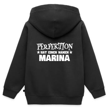 Cadeau pour Marina - Sweat Premium à capuche zippé enfant bio - noir - Dos - AI Model Kid Male (0cm)
