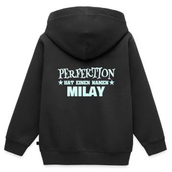 Milay als Frauenname - Kinder Premium Organic Zip Hoodie - Schwarz - Hinten - AI Model Kid Male (0cm)