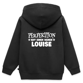 Frauenname Louise - Kinder Premium Organic Zip Hoodie - Schwarz - Hinten - AI Model Kid Male (0cm)