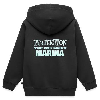 Marina comme nom de femme - Sweat Premium à capuche zippé enfant bio - noir - Dos - AI Model Kid Male (0cm)