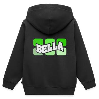 Nom Bella - Sweat Premium à capuche zippé enfant bio - noir - Dos - AI Model Kid Male (0cm)