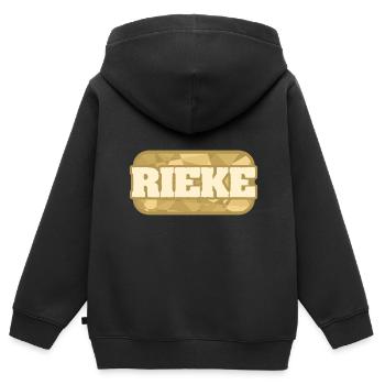 Rieke als Gesundheit - Kinder Premium Organic Zip Hoodie - Schwarz - Hinten - AI Model Kid Male (0cm)