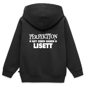 Frauenname Lisett - Kinder Premium Organic Zip Hoodie - Schwarz - Hinten - AI Model Kid Male (0cm)
