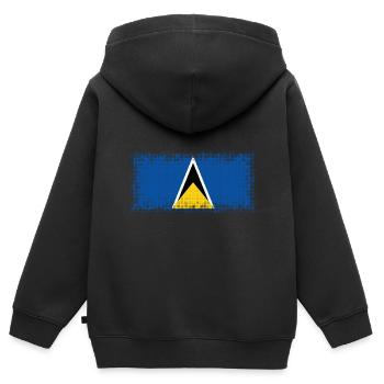 Sainte-Lucie - Sweat Premium à capuche zippé enfant bio - noir - Dos - AI Model Kid Male (0cm)