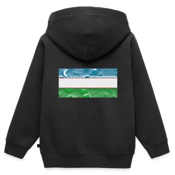 Usbekistan - Kinder Premium Organic Zip Hoodie - Schwarz - Hinten - AI Model Kid Male (0cm)